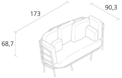 Alias 3-х местный тканевый садовый диван Dehors sun-id-1435084 - Вид №3