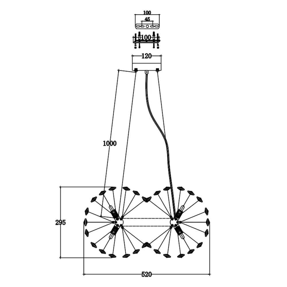 Люстра подвесная Nessa 8 ламп 18 м² цвет золото/прозрачный ESTARES STLM-2180323 - Вид №8