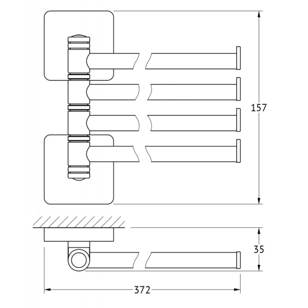 Держатель полотенец поворотный четверной 37 см Ellux AVANTGARDE AVA 018 sun-id-561247 - Вид №1