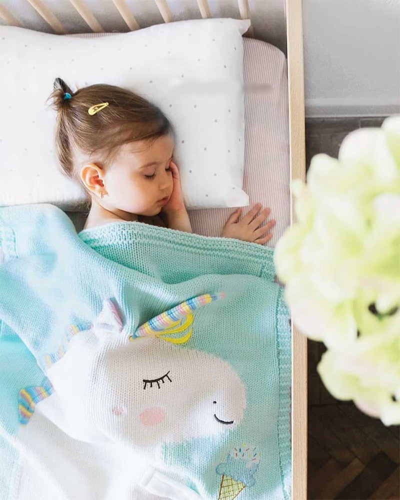 Плед ЕДИНОРОГ 60*120 св.бирюза+белый APERO ДИЗАЙНЕРСКИЕ, ЕДИНОРОГ, ЖИВОТНЫЕ 134604 Голубой  - Вид №8