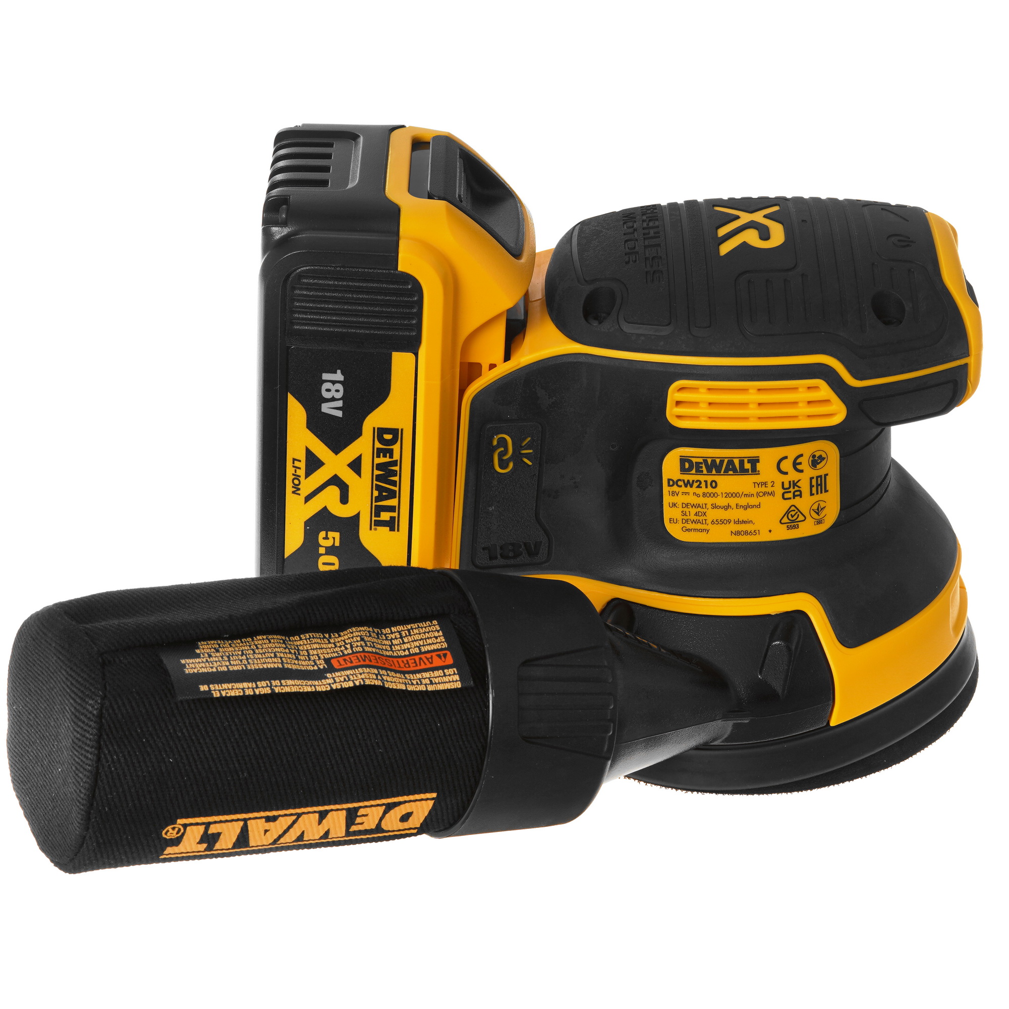 Эксцентриковая шлифмашинка DeWALT DCW210P2 XR FLEXVOLТ 18/54V 5437859 STDN-0044658 - Вид №4