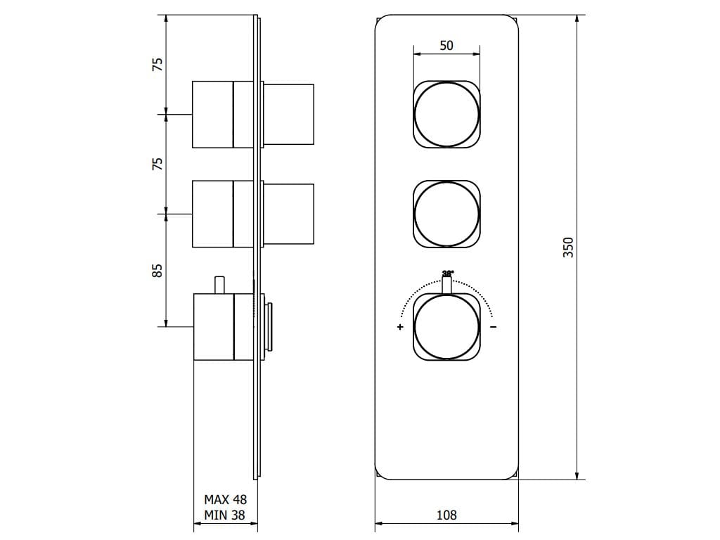Термостатический смеситель для душа с 3 отверстиями IB Aqua ARCH-00131594 - Вид №2