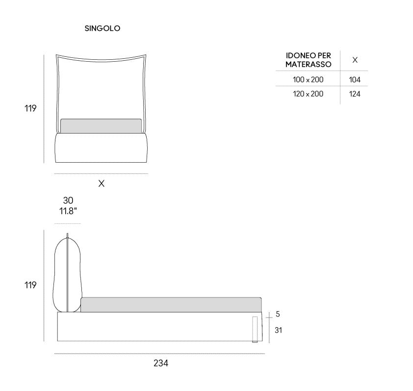 Односпальная съемная мягкая кровать Casamania & Horm Milos ARCH-00034134 - Вид №7