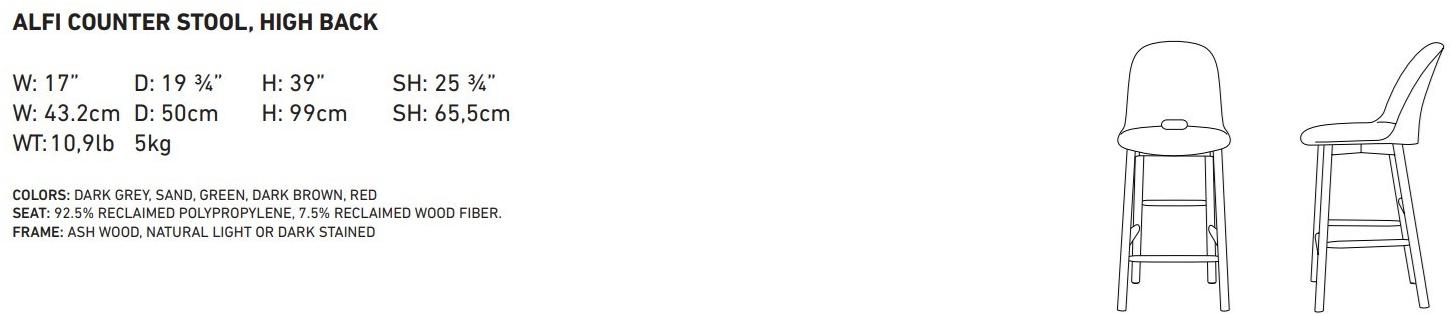 Emeco Высокий табурет со съемным чехлом из ткани со спинкой Alfi sun-id-1410519 - Вид №3