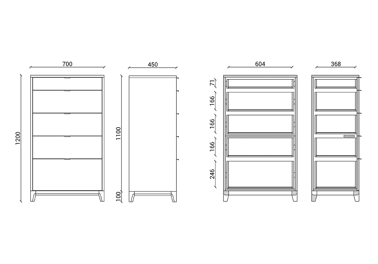 Комод высокий дуб осветленный Case THE IDEA ДИЗАЙНЕРСКИЕ 209977 Бежевый;дуб сонома  - Вид №1