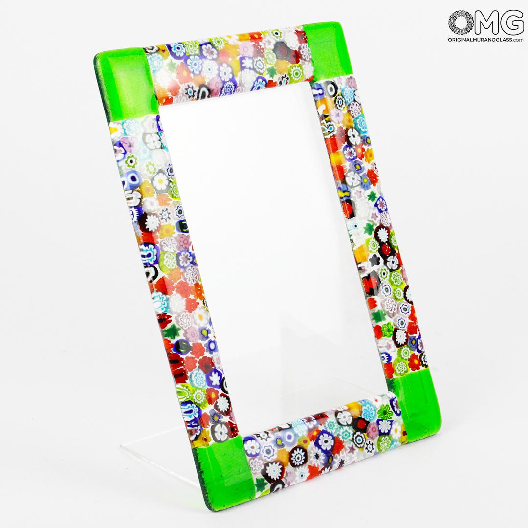 1820 ORIGINALMURANOGLASS Фоторамка Зеленая Фантазия Миллефиори - муранское стекло  см  - Вид №1