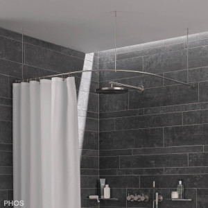 DSB550-1100F Квадрант штанги для душевой занавески с радиусом дуги 55 см, 110 x 110 см для крепления к потолку PHOS