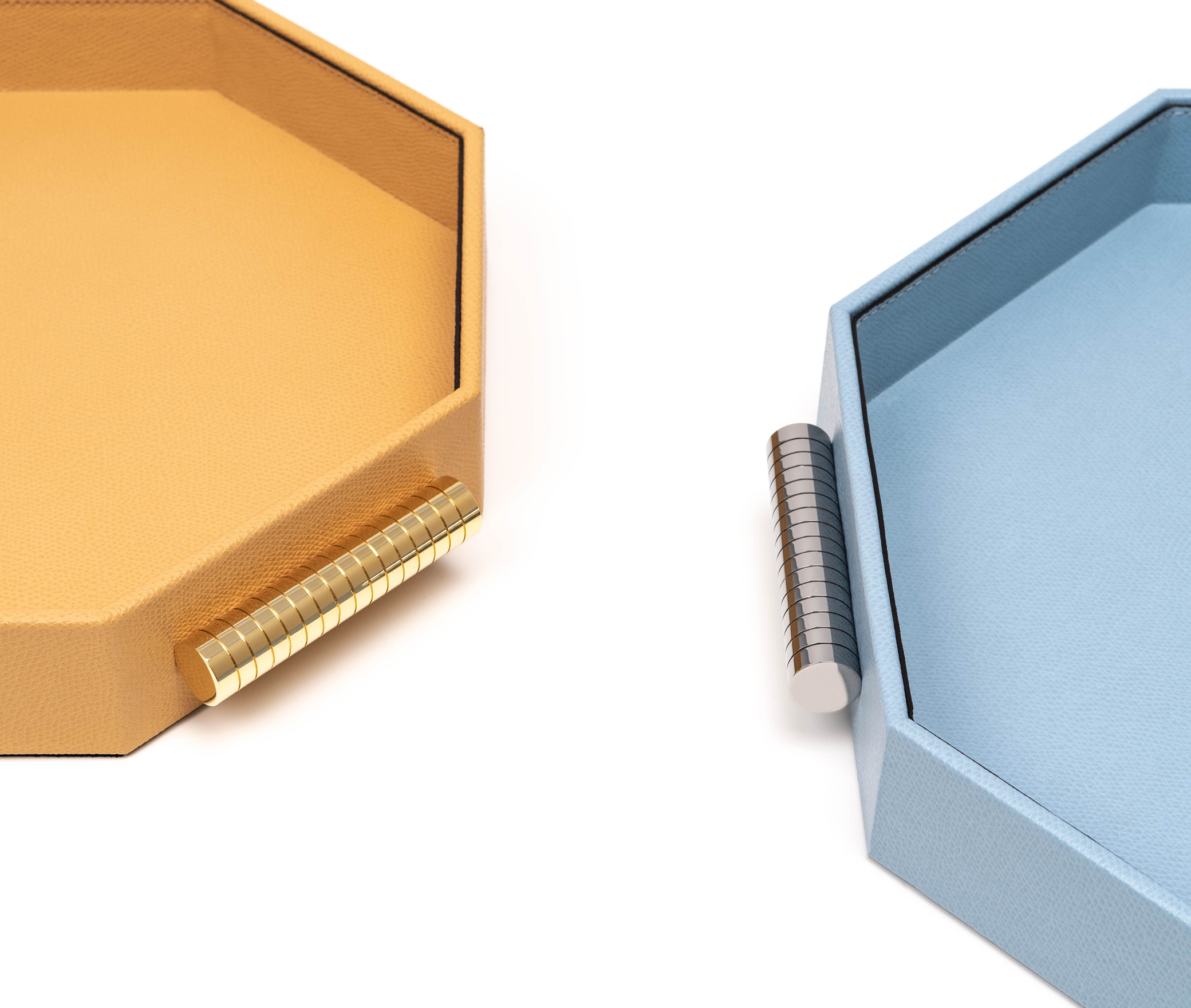 Восьмиугольный поднос Grace - 30X30 см/металл-хром/тканая кожа_кофе Pinetti 00.1936.061.015 - Вид №5