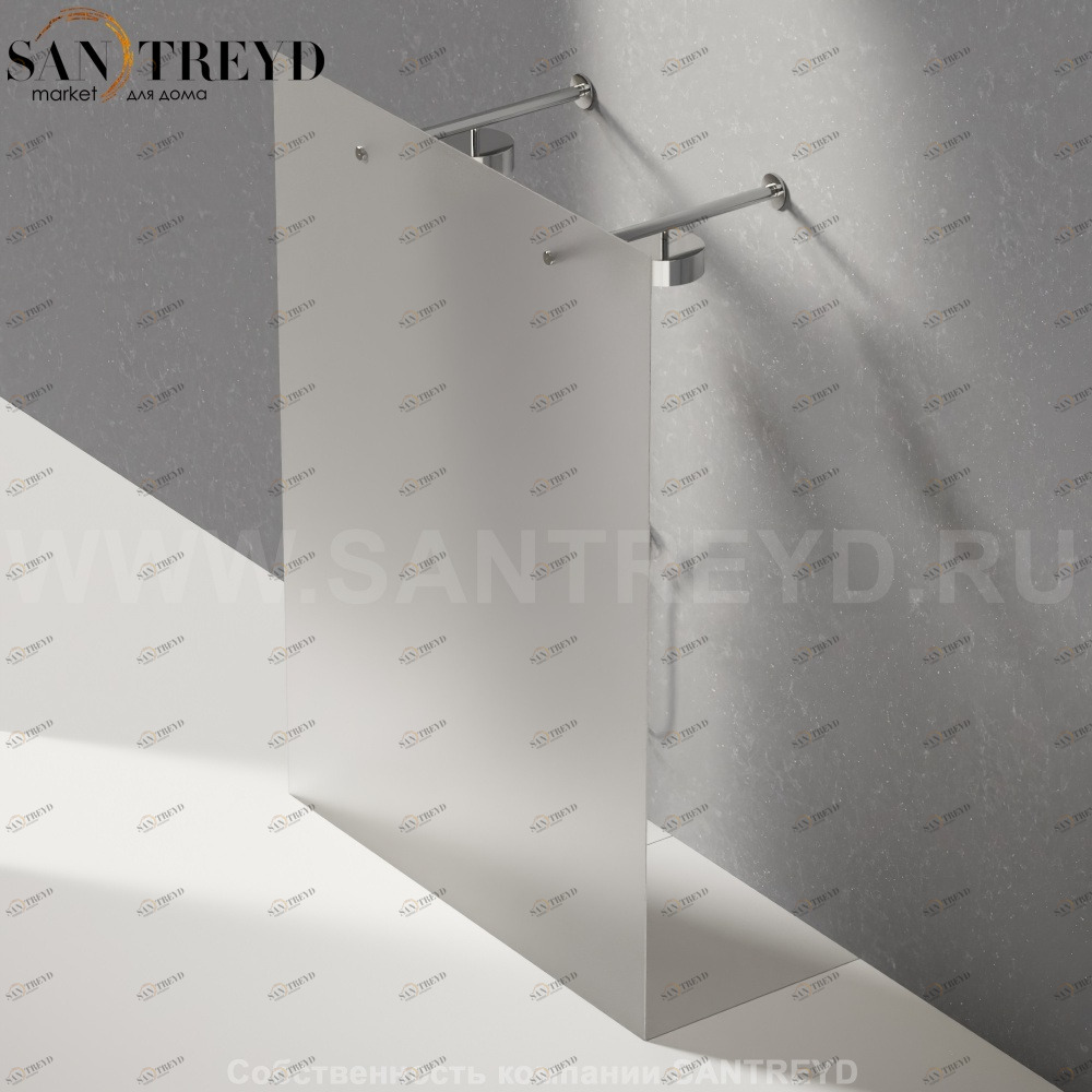 Душевое ограждение FLAT D подрезаемое, стеклянная матовая перегородка с 2-мя держателями со встроенным соплом для установки верхнего душа. Размеры: глубина от 70 до 100 см, длина от 100 до 140 см Agape DA207010014016180SSS