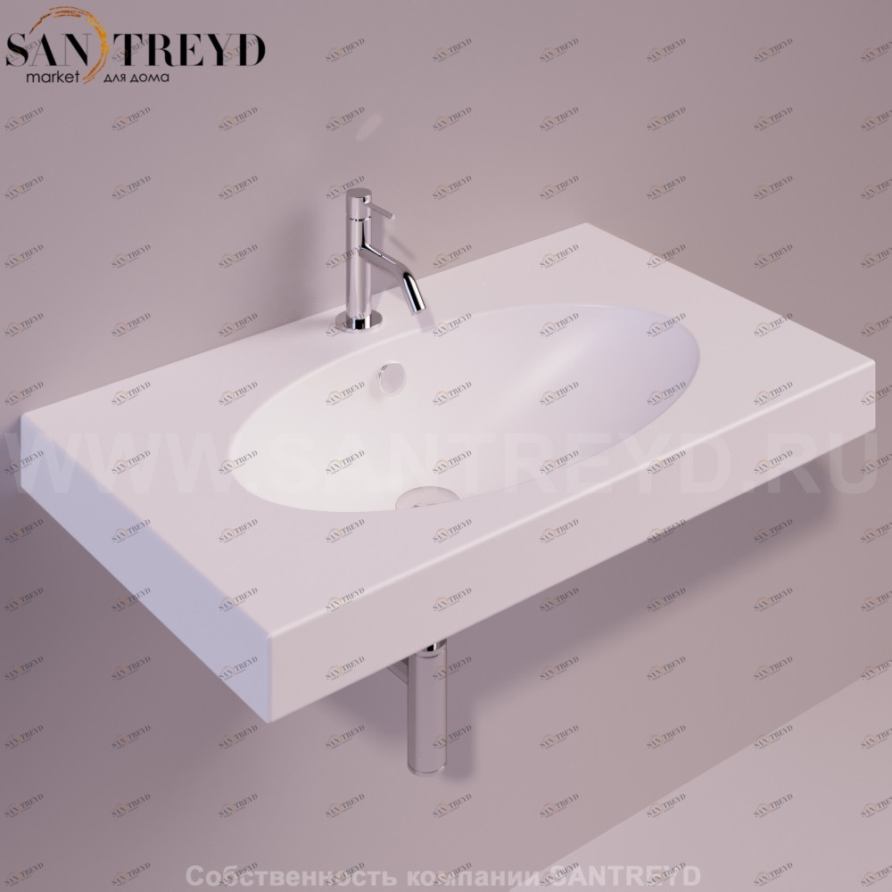 LFT44BIANCOMATT Подвесная раковина настенная прямоугольная Simas LFT Spazio белая