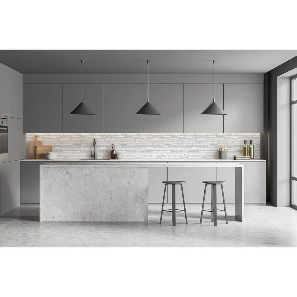 Santreyd Панель ПВХ Песчаник серебристый с черно-белым принтом 96х48.5 см 87765795 STLM-0075614 - Вид №3