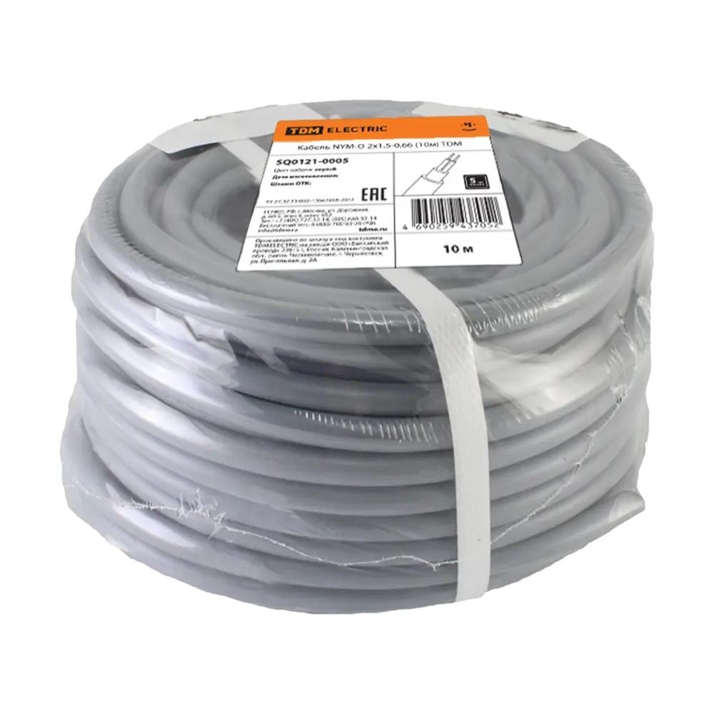 Кабель Tdm Electric NYM 2x1.5 10 м ГОСТ цвет серый 84574120 STLM-2082883  - Вид №1