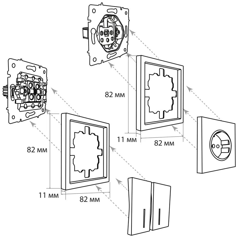 Выключатель встраиваемый Lezard Zima 2 клавиши цвет серый матовый STLM-2033602 - Вид №6