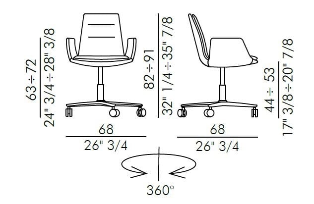 Кожаный офисный стул с подлокотниками с 5 спицами EFORMA Lady ARCH-00145889 - Вид №2