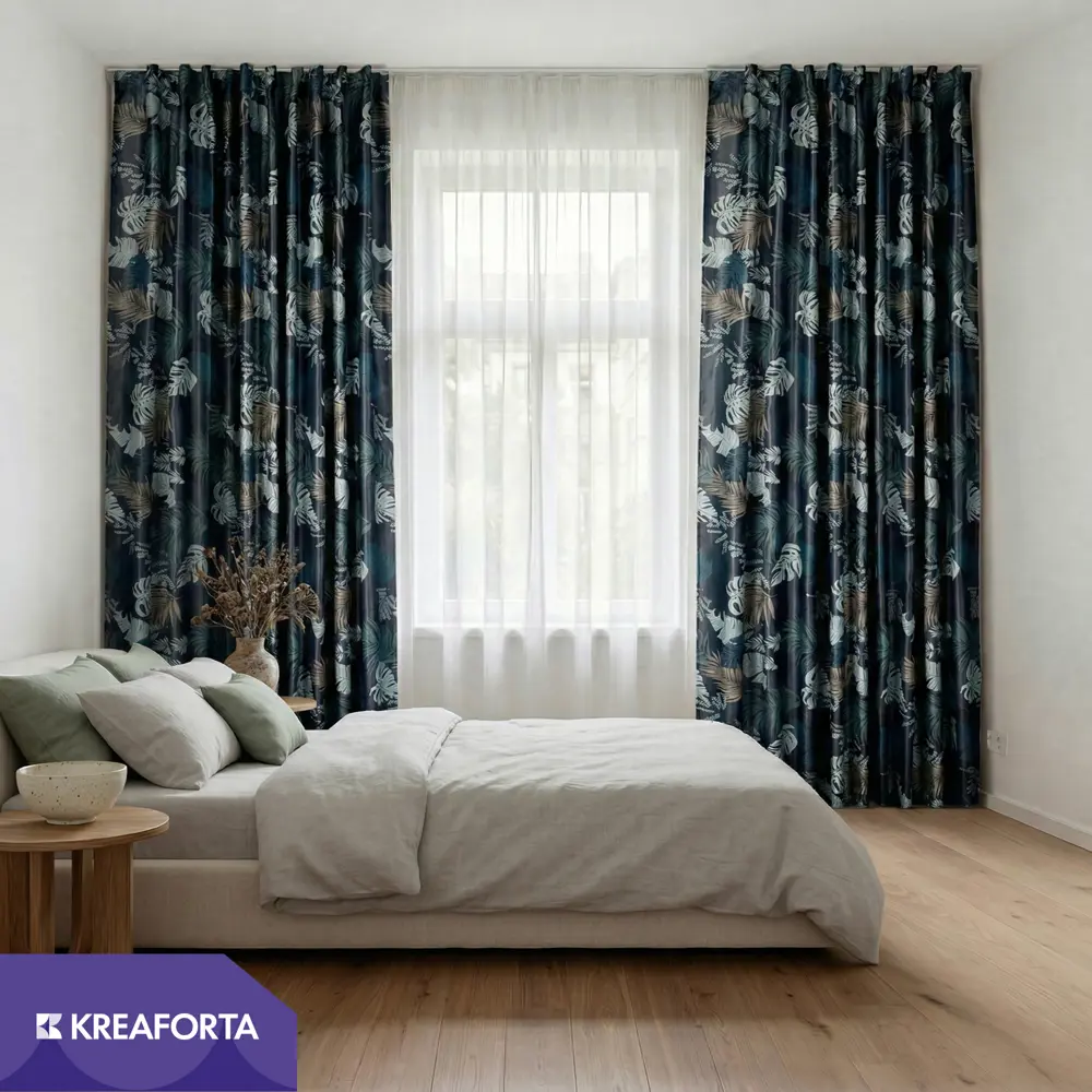 Штора на ленте со скрытыми петлями димаут KREAFORTA Aleida 140x280 см синий STLM-2189270 - Вид №11