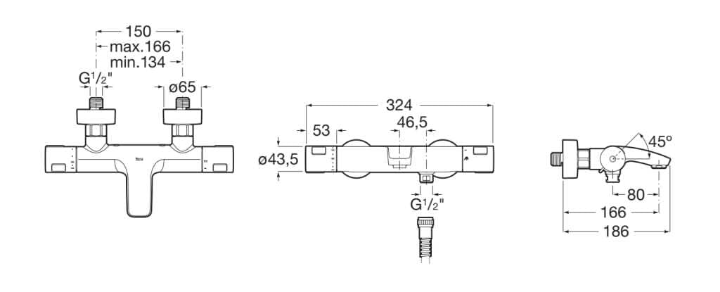 Термостатический настенный смеситель для ванны Roca T-500 ARCH-00042414 - Вид №2