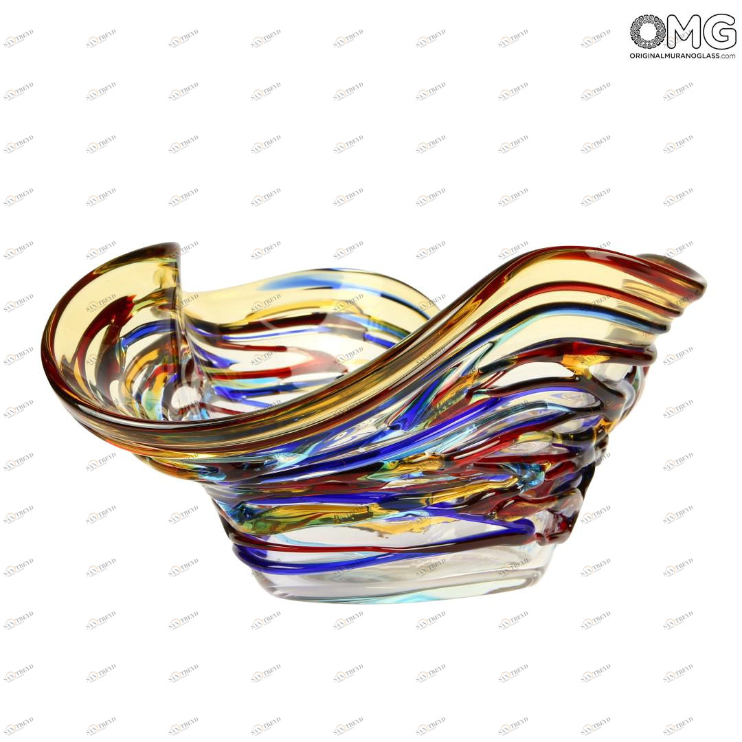 2656 ORIGINALMURANOGLASS Вазочка Арлекино - с волнистыми краями - Original Murano Glass OMG 30 см 