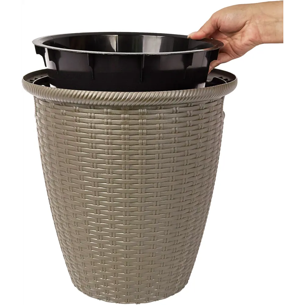 Кашпо для цветов Ingreen Rattan ø47 h47 см v50 л пластик французский платан STLM-2082568 - Вид №2