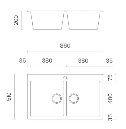 Раковина с 2 резервуарами из композитного материала TASCA композитные раковины ARCH-00117825 - Вид №2