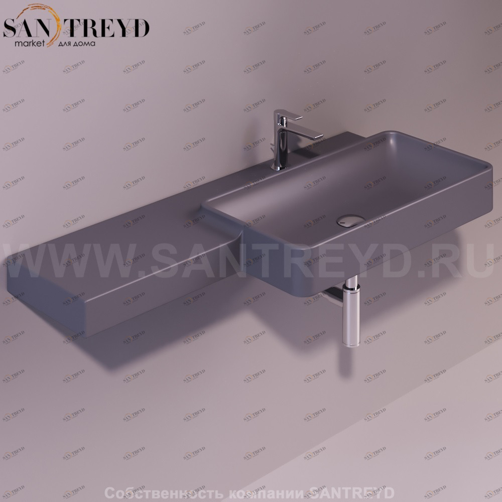 FL03ANTRACITEMATT Подвесная раковина настенная прямоугольная Simas Flow черная