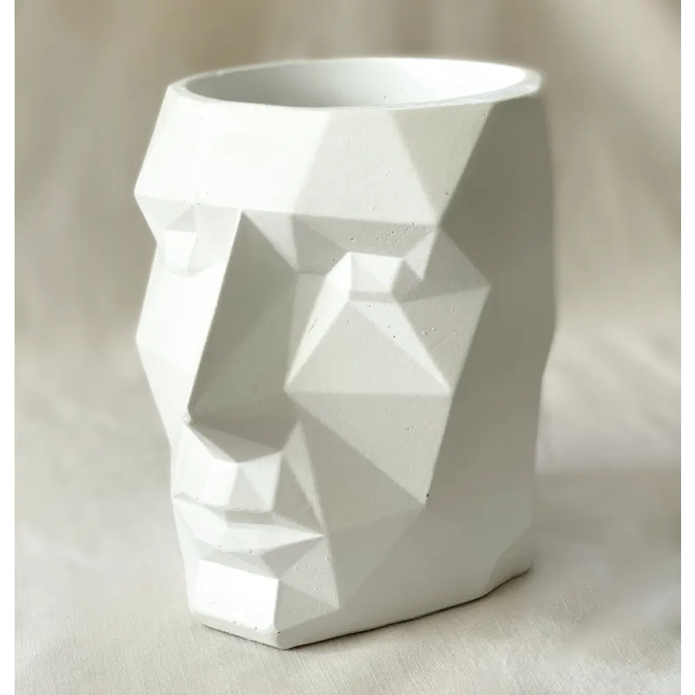 Ваза для цветов Голова граненая гипс белый Santreyd STLM-2103457 - Вид №5