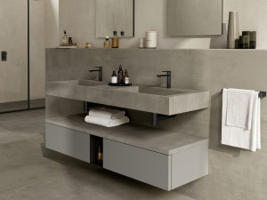 Двойная подвесная раковина с подвесным комодом