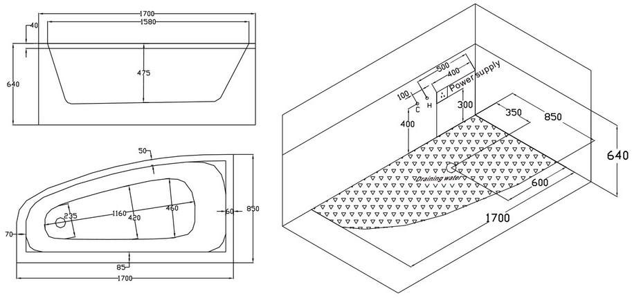 A2203 L CGSP Ванна гидромассажная SSWW  - Вид №4