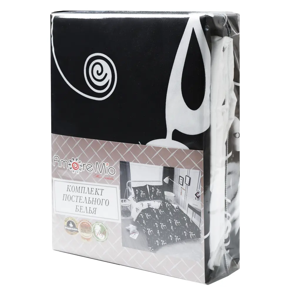 Комплект постельного белья Amore Mio Катс евро полисатин черный STLM-2209969 - Вид №5
