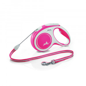 ПР0056750 Рулетка для собак New Line Comfort М до 20 кг, трос 5 м серый/красный Flexi