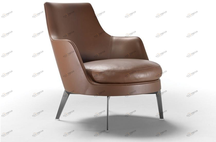 Flexform Кожаное кресло с подлокотниками Guscio sun-id-1466196