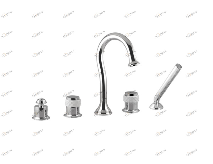 065516.000.72 Набор для ванны на пять отверстий из белого фарфора Окисленная медь Mestre 