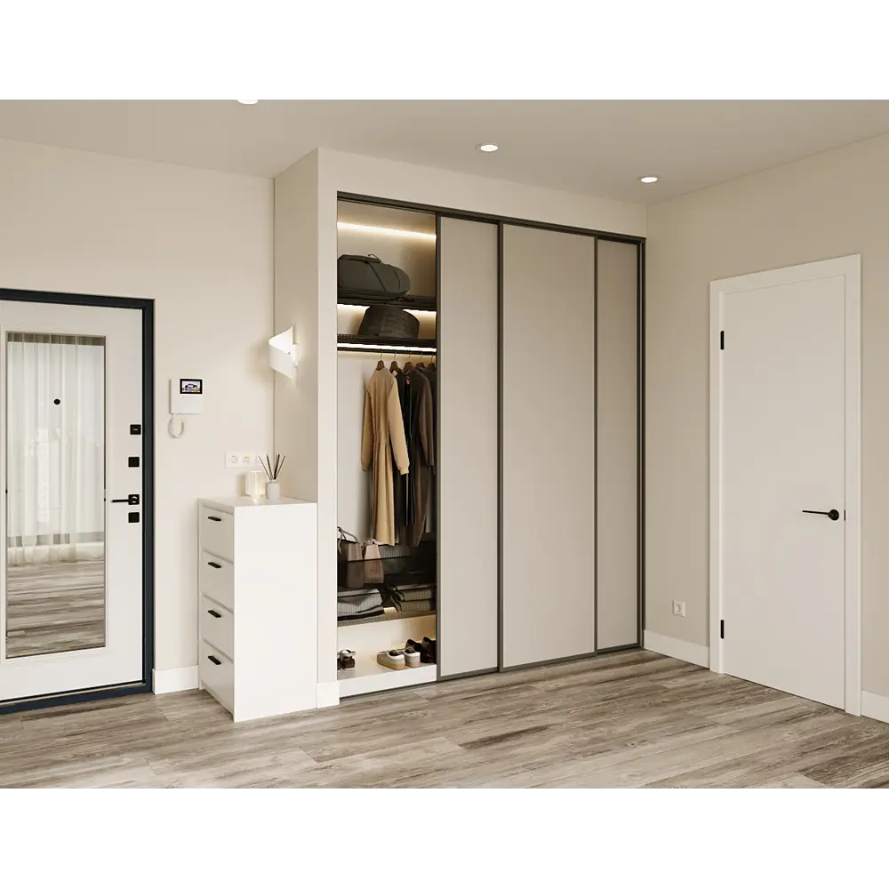 Дверь-купе KONSENSA 244.5x70.4 см МДФ цвет кашемир профиль черный узкий STLM-2089811 - Вид №9