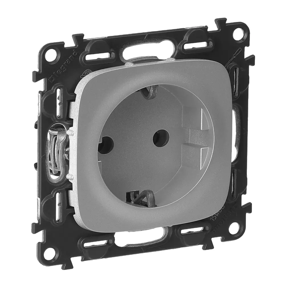 Розетка Legrand VLN-A 2 контакта с заземлением цвет алюминий Valena Allure STLM-2055824 - Вид №1