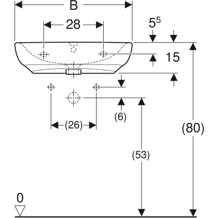 258557000 Раковина Geberit Renova Comfort, безбарьерная Geberit  - Вид №3