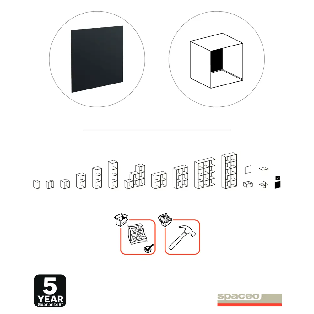 Задняя стенка Spaceo Kub 35.6x34.4 см ДВПО/ХДФ цвет графит 4 шт STLM-2084732 - Вид №2