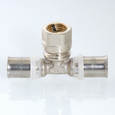 VTm.233.I.161516 Пресс-фитинг – тройник с переходом на обжимное соединение Valtec 16 x 15 x 16 мм  - Вид №4