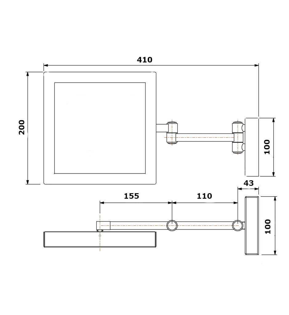 Квадратное увеличительное зеркало со встроенным настенным освещением Spekkio Scorpius ARCH-00092116 - Вид №2
