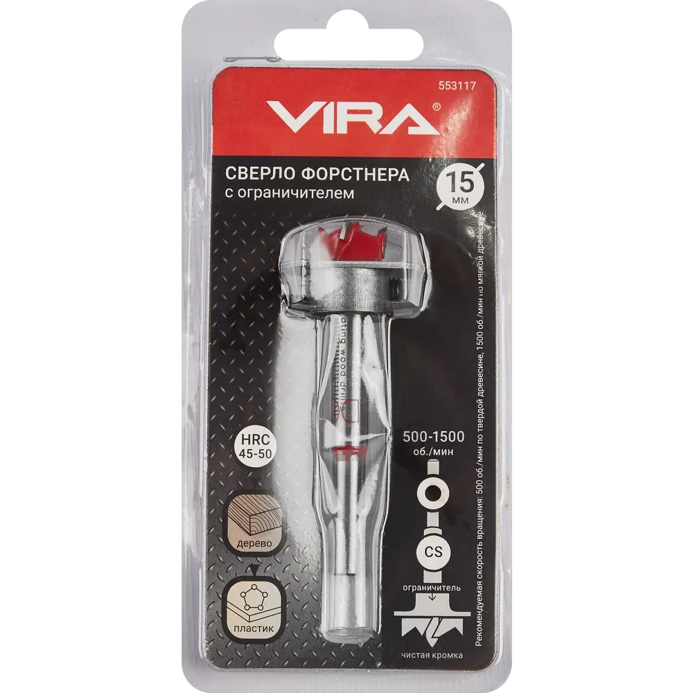 Сверло Форстнера VIRA для точного монтажа петель и фурнитуры 15x78 мм 86463654 STLM-0068982 - Вид №3