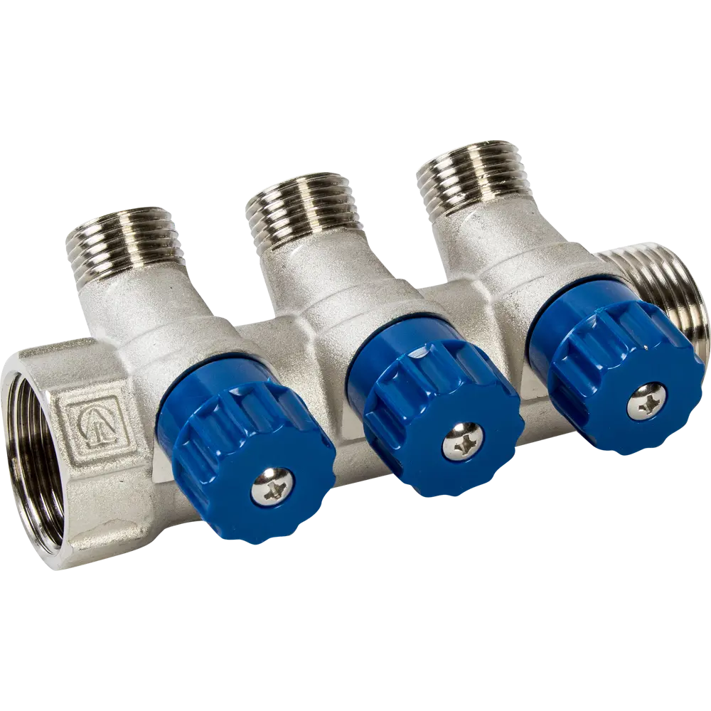 Коллектор с регулирующими вентилями и наружной резьбой Valtec на 3 выхода, 1"x1/2" VTc.560.N.0603 STLM-2207419