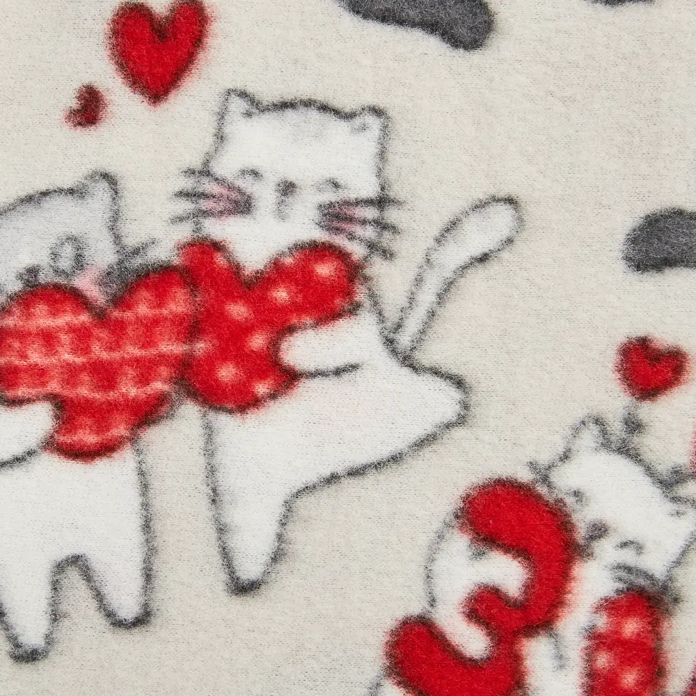 Плед Kitty Love 120x150 см флис цвет белый Ardenza STLM-2188731 - Вид №1