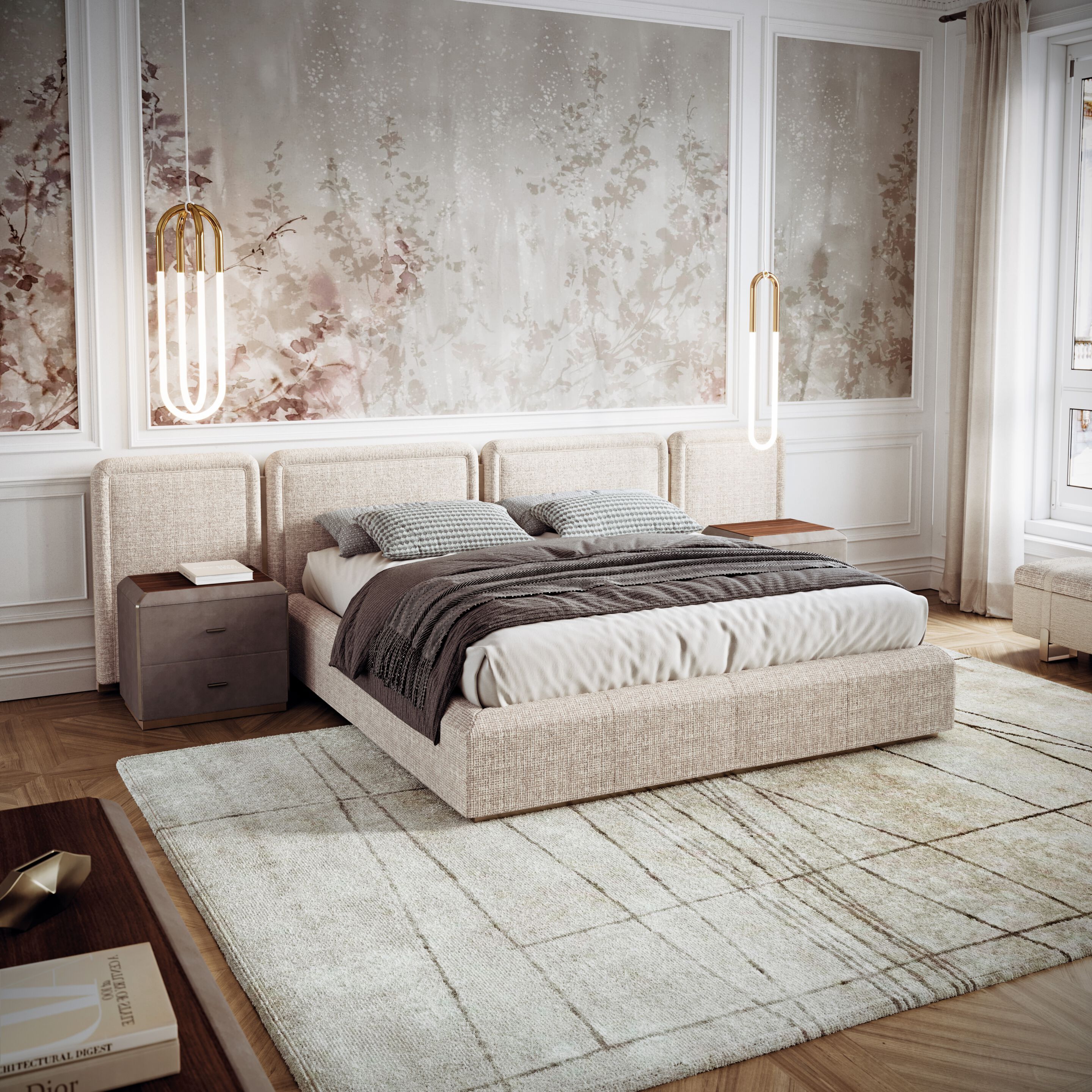 Кожаная двуспальная кровать с мягким изголовьем Capital Collection ARCH-00006246 - Вид №2