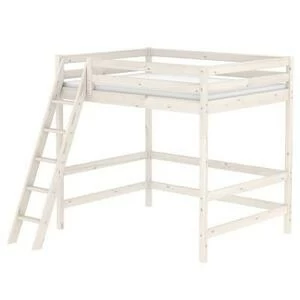 Кровать Flexa Classic высокая односпальная двухъярусная с наклонной лестницей, белая, 190 см