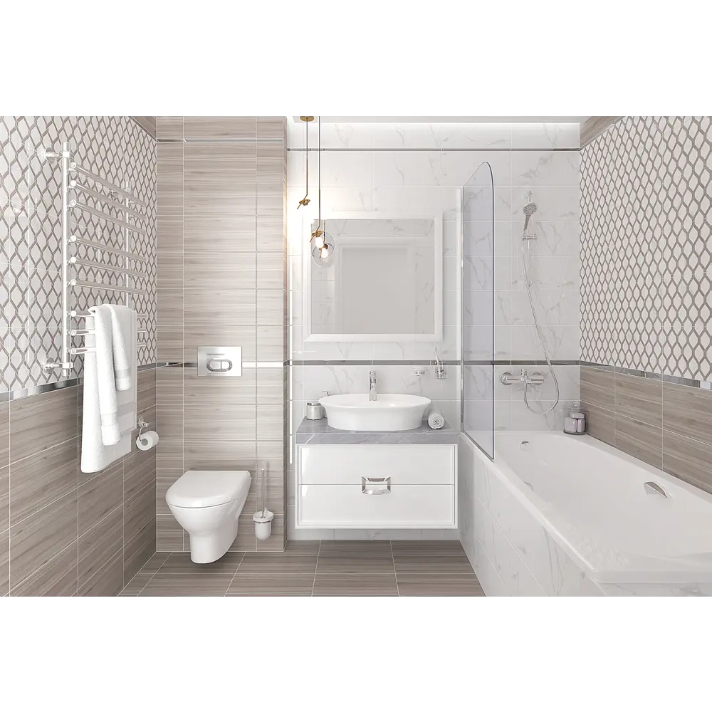 Плитка настенная Statuario 20х40 см 1.2 м² цвет белый Santreyd STLM-2117345 - Вид №1