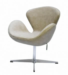 Кресло мягкое с ушами бежевое матовое с состариванием Swan Chair BRADEX HOME  00-3974056 Бежевый