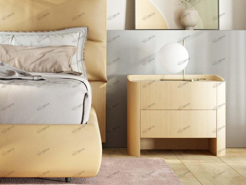 Ersa Прикроватная тумбочка из шпонированной древесины с ящиками Nyks sun-id-1360462