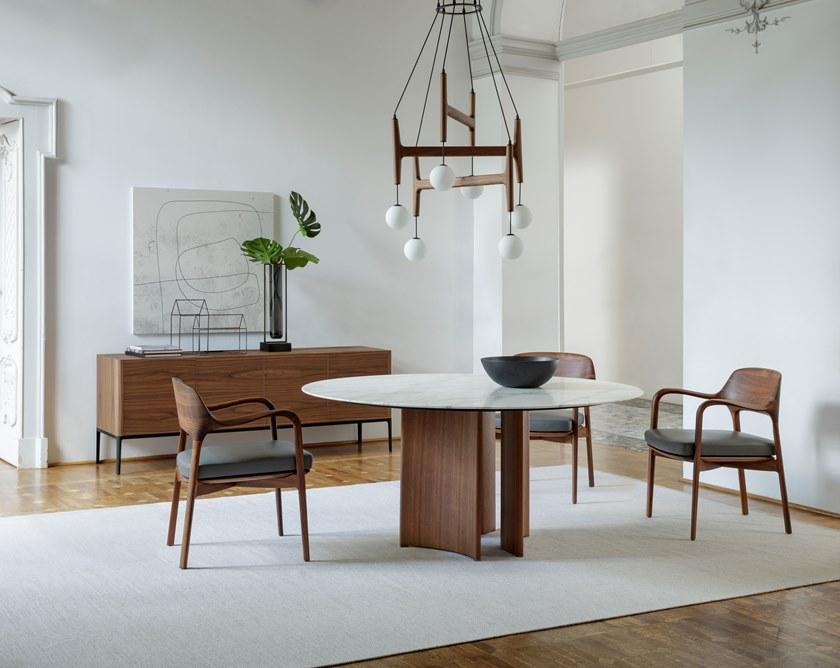 Porada Круглый стол из мрамора калакатта и основание из ореха каналетта Twenty sun-id-1376389 - Вид №1