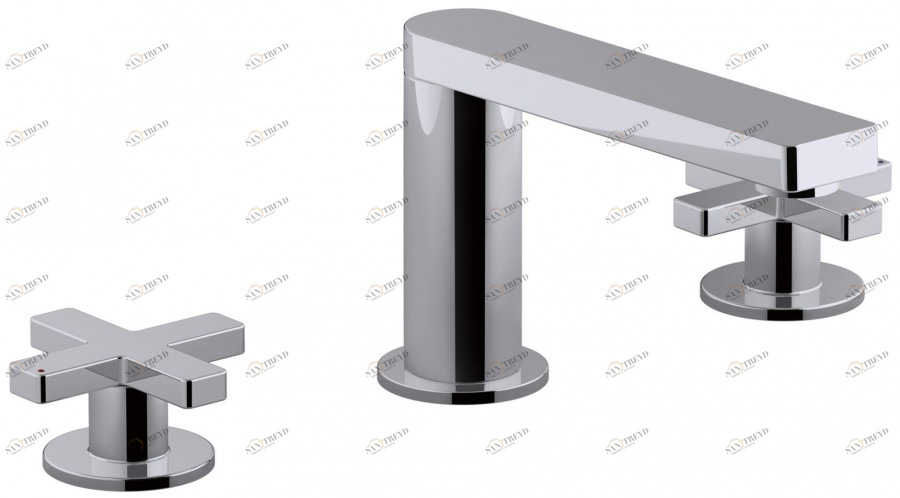 E73060-3-CP Смеситель для умывальника на 3 отверстия, 'ручки-крестовины' Jacobdelafon COMPOSED Santreyd