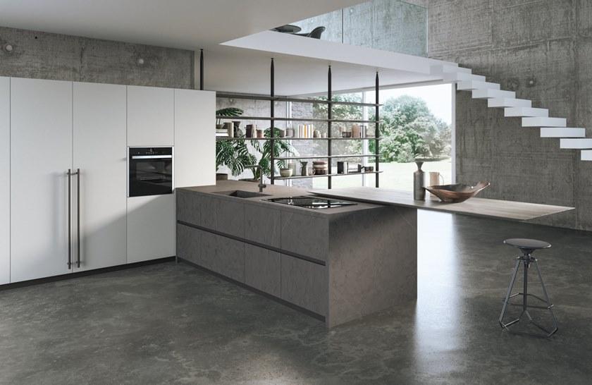 Alta Cucine Кухня из лакированного ламината с полуостровом Sistema 22.2 sun-id-1503886 - Вид №1