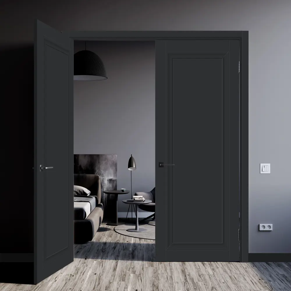 Комплект двери Нобиле глухая 60x200 см Hardflex цвет антрацит с добором 100 мм 89430289 STLM-2045880 МАРИО РИОЛИ  - Вид №2