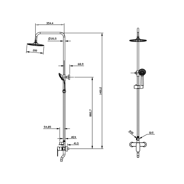 ROSSB1FM06 Смеситель с вер*ним душем Milardo Rosco  - Вид №4